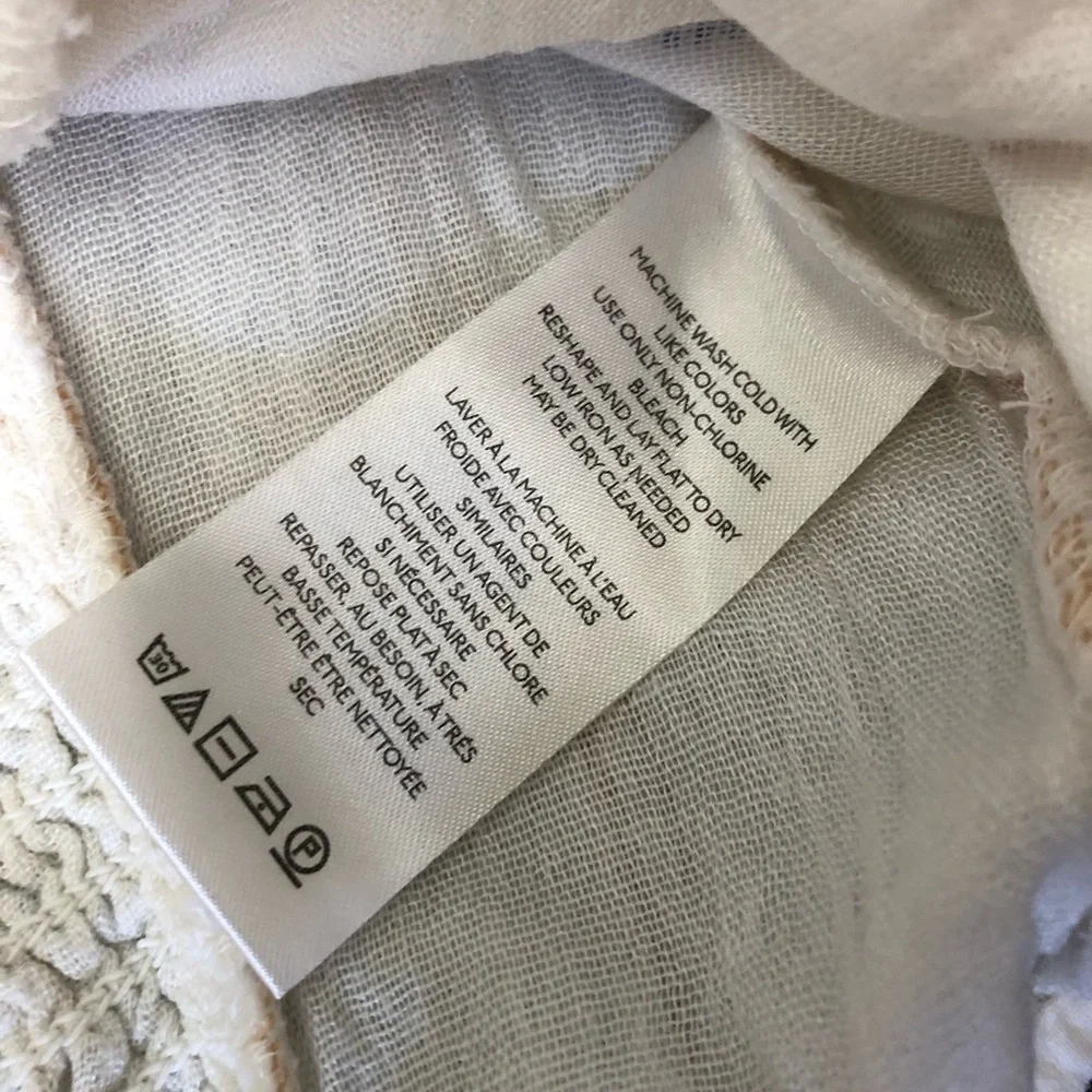 Free People Cream Blouse with Multicolor Stitching - Picture 6 of 7